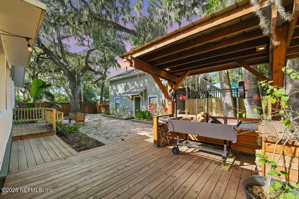 a view of a backyard with a garden