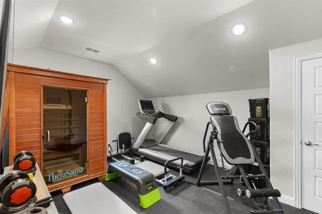 a view of a room with gym equipment