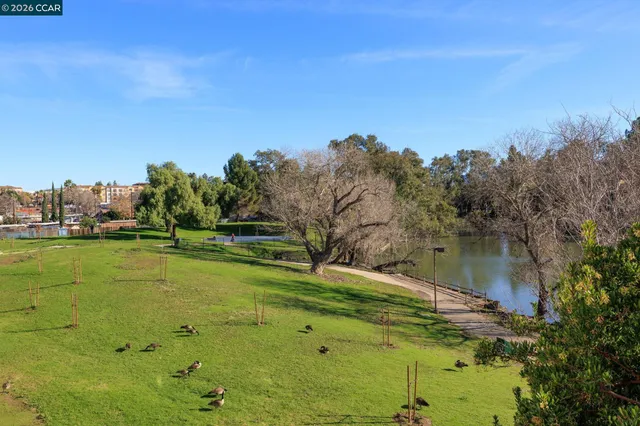 a view of a lake with houses