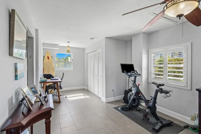 a view of a room with gym equipment