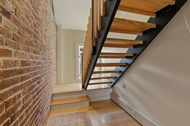 a view of staircase with white walls and white walls