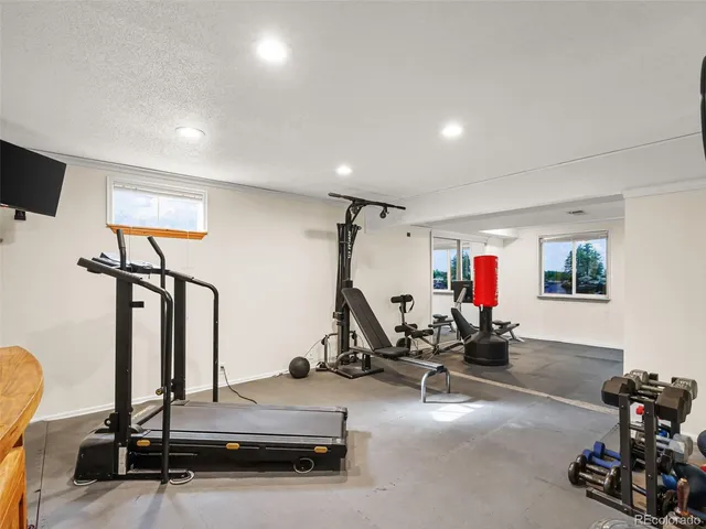 a view of a room with gym equipment