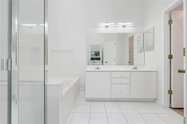 a bathroom with a bathtub