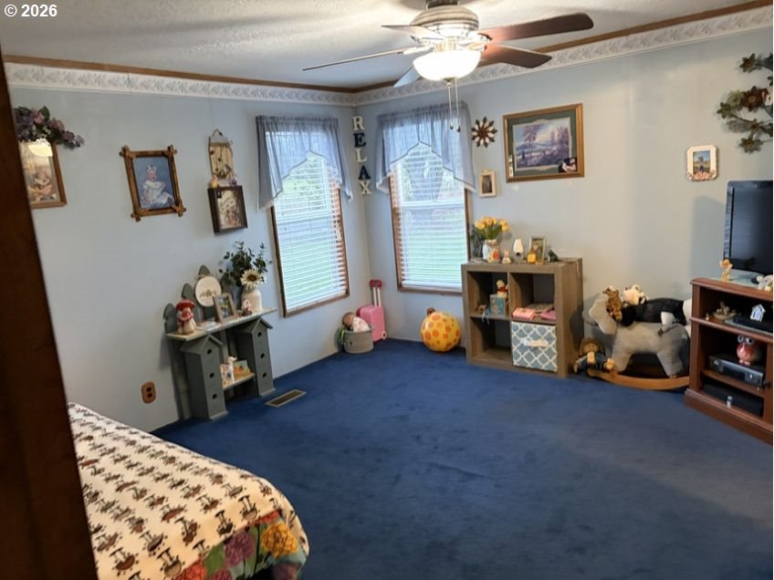 503 Old Pioneer Road Sutherlin, OR 97479 - Photo 44 of 48 a bedroom with bed and a chandelier