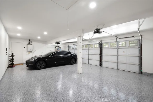 a car parked in a garage