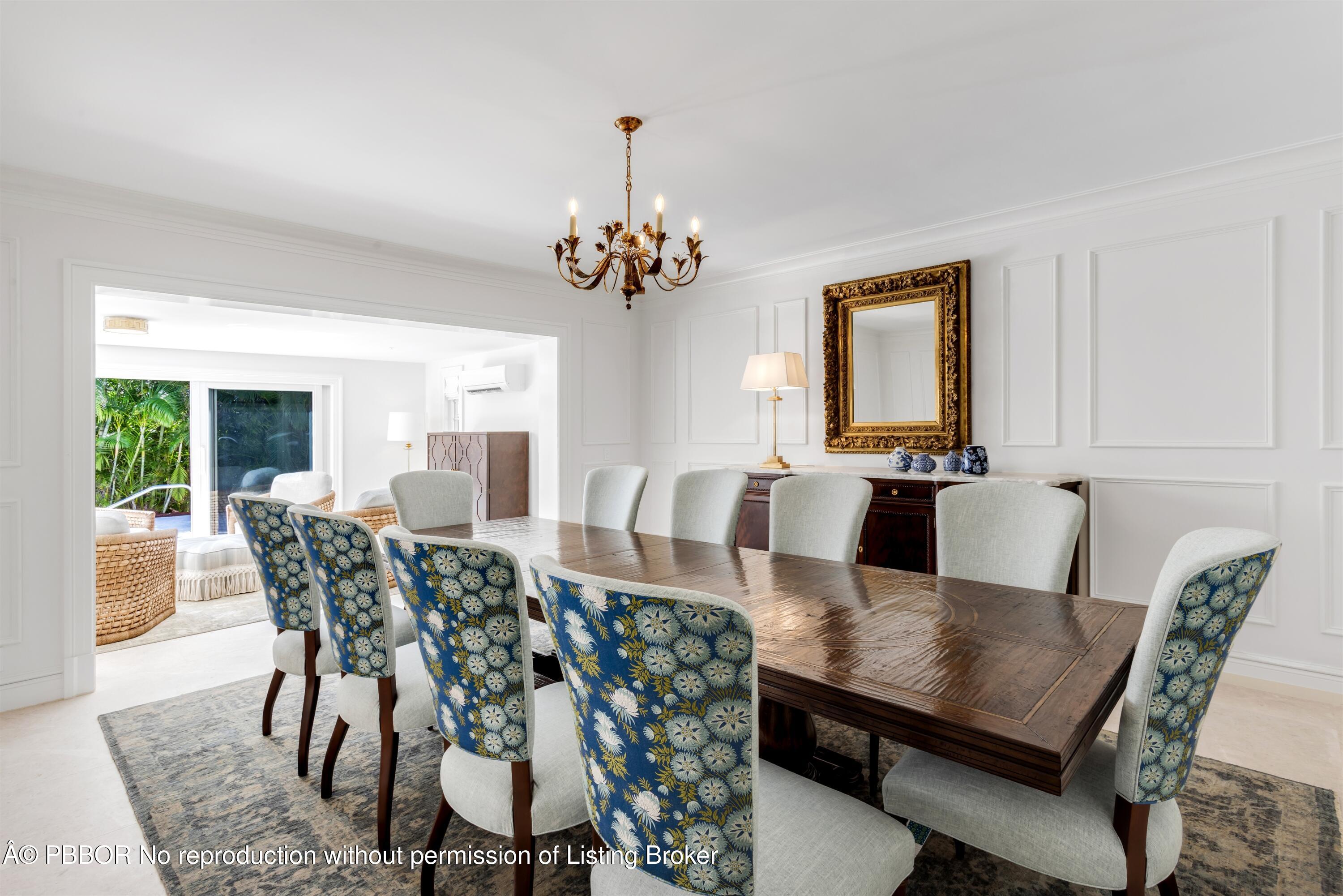 124 Woodbridge Road Palm Beach, FL 33480 - Photo 15 of 44 a view of a dining room with furniture window and wooden floor