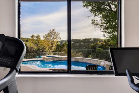 a view of a street from a balcony