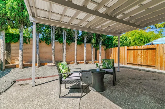 a patio with patio area