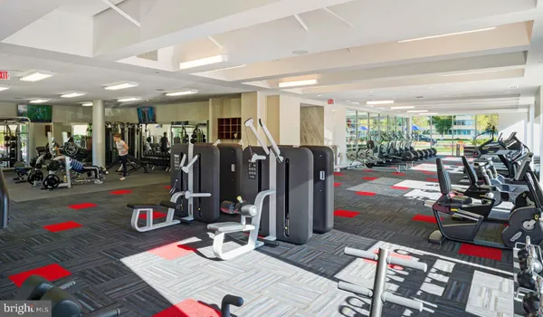 a view of a room with gym equipment
