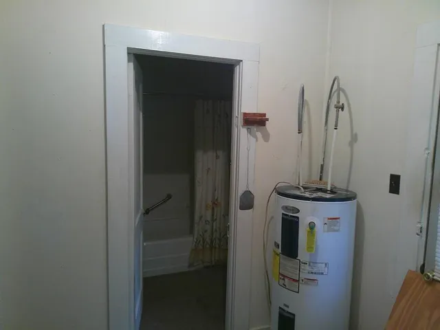 a view of a bathroom with shower