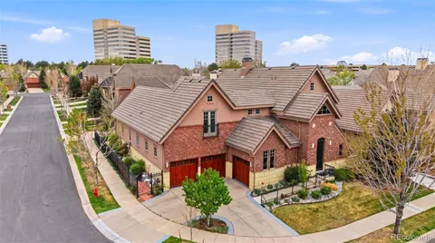 a aerial view of a multi story buildings