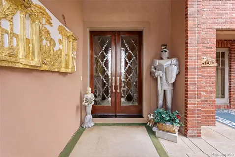 a view of a entryway door front of a building