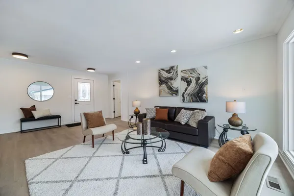 a living room with furniture