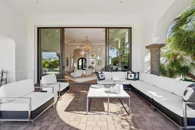 a view of a living room with a porch