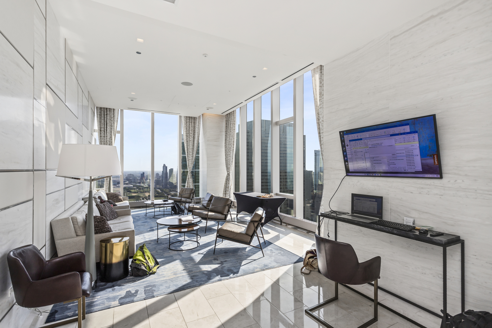 363 East Wacker Drive, Unit 2503 Chicago, IL 60601 - Photo 42 of 52 a living room with furniture and floor to ceiling windows