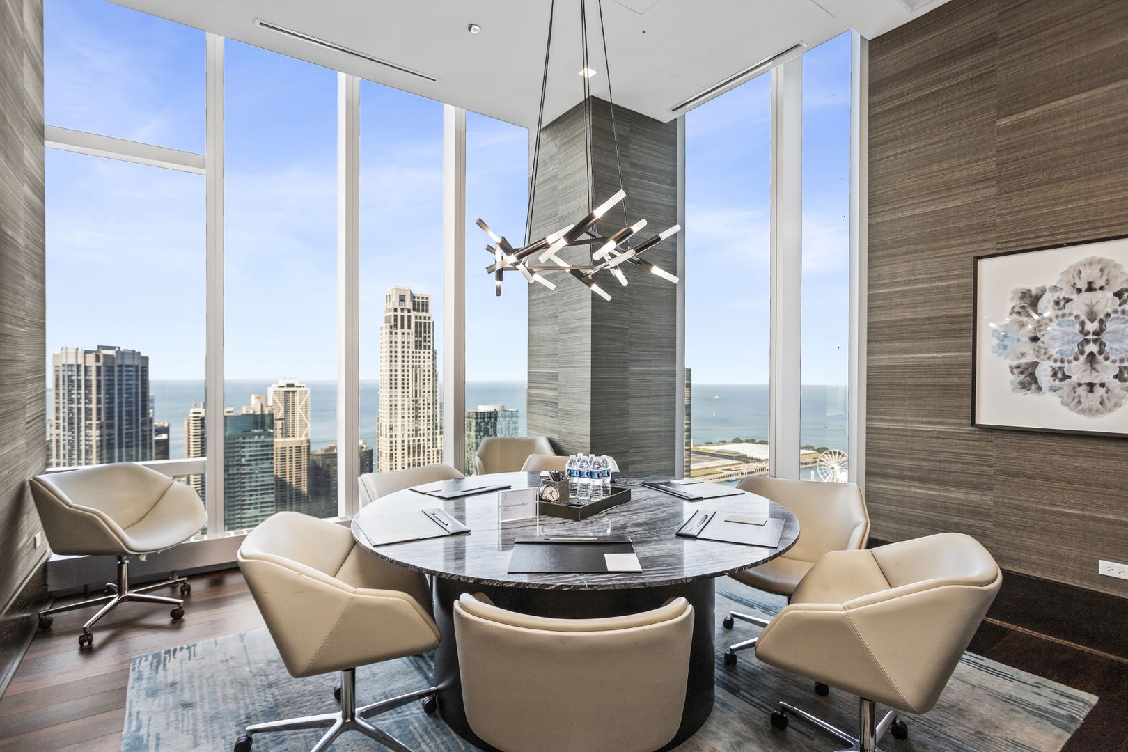 363 East Wacker Drive, Unit 2503 Chicago, IL 60601 - Photo 43 of 52 a dining room with furniture and a chandelier