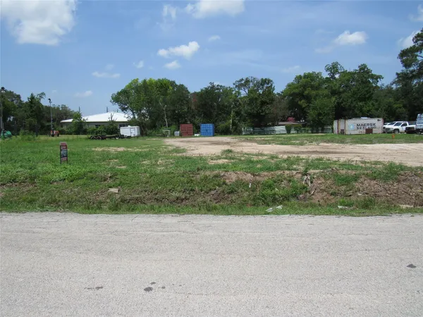 a view of a field with a tree in the background
