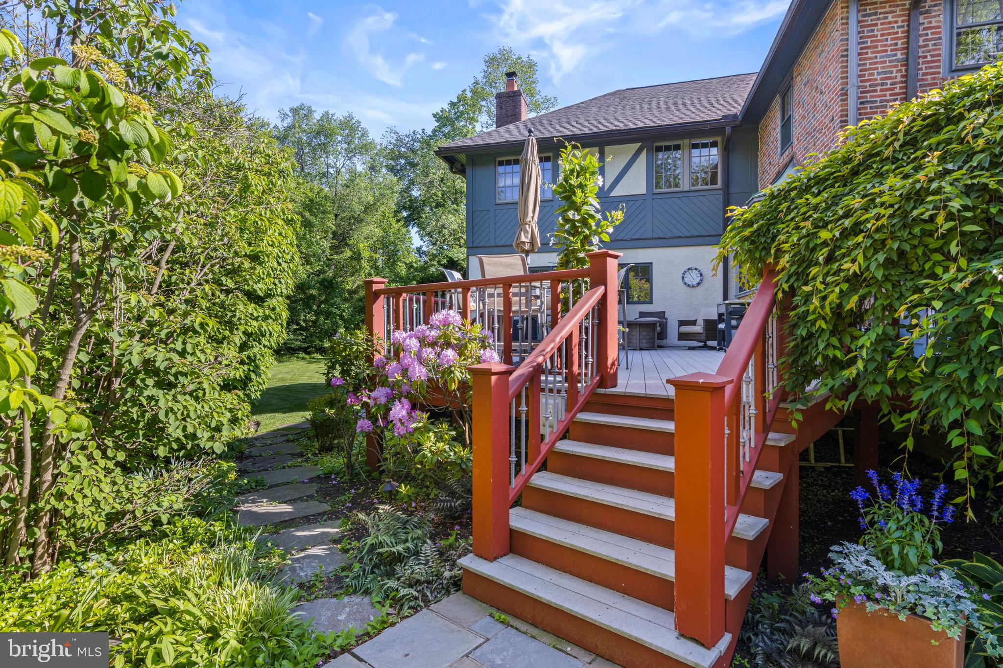 321 Airdale Road Bryn Mawr, PA 19010 - Photo 42 of 50 Rear Deck with mahogany railings