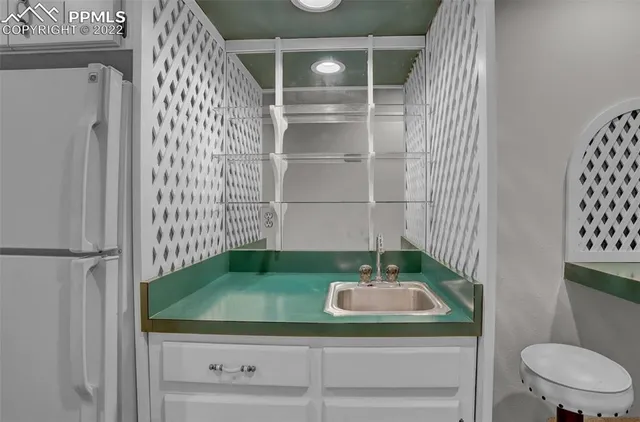 a bathroom with a sink and toilet