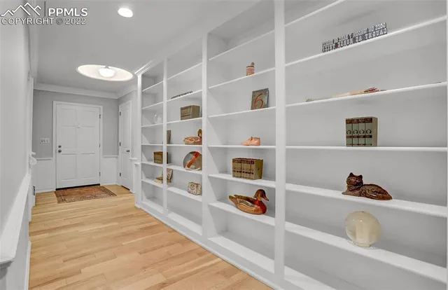 a view of an empty walk in closet