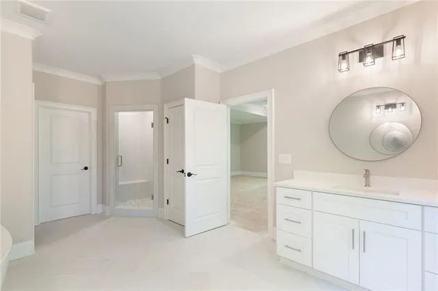 a bathroom with a bathtub