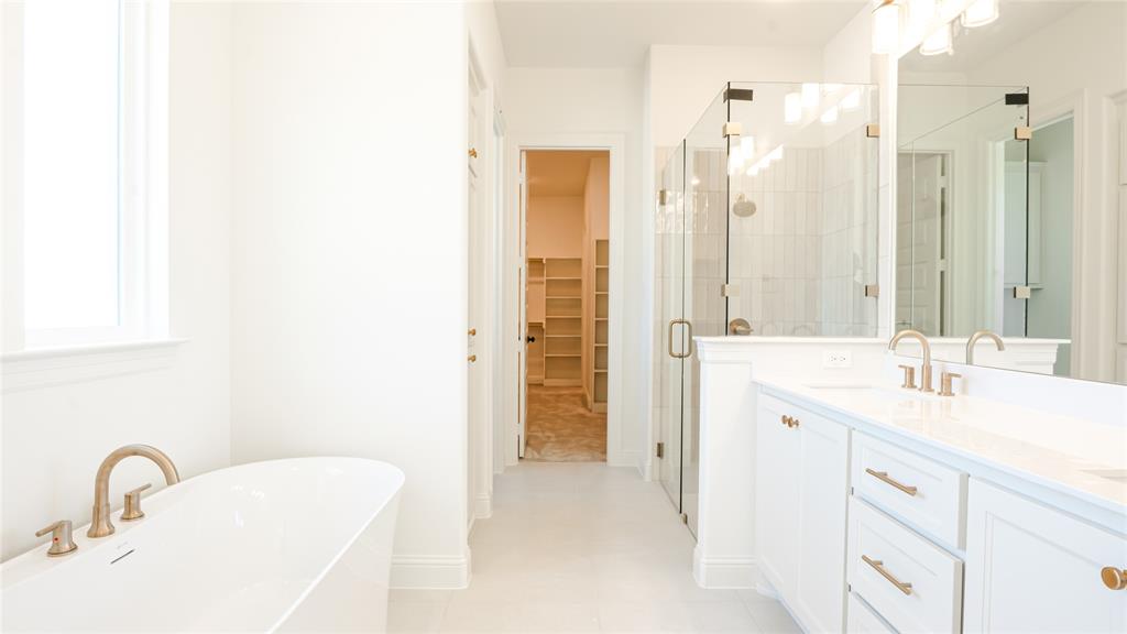 427 Wingtail Drive Aledo, TX 76008 - Photo 5 of 13 a bathroom with a double vanity sink a mirror and a bathtub