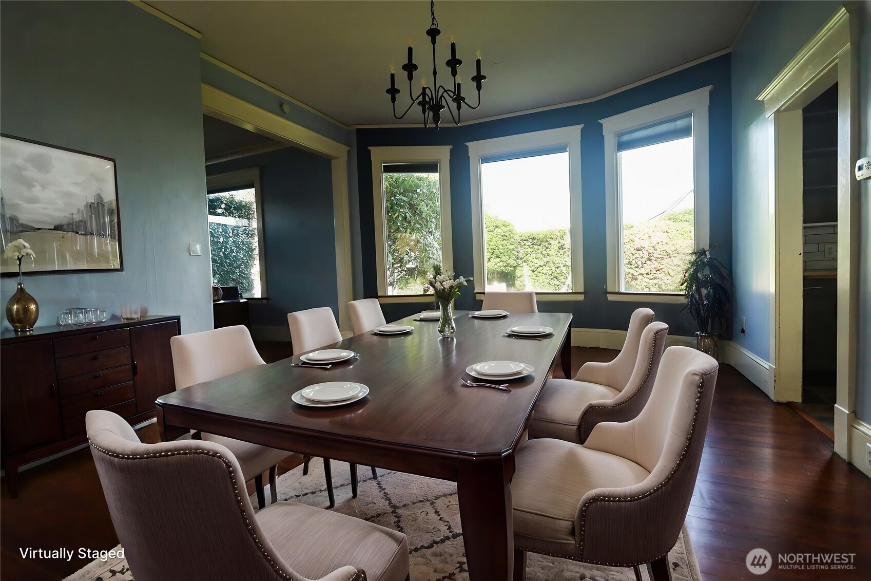 505 K Street Hoquiam, WA 98550 - Photo 6 of 40 a view of a dining room with furniture wooden floor and a chandelier