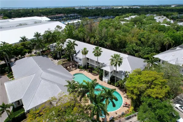an aerial view of a house