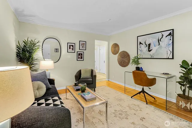 a view of a workspace with furniture