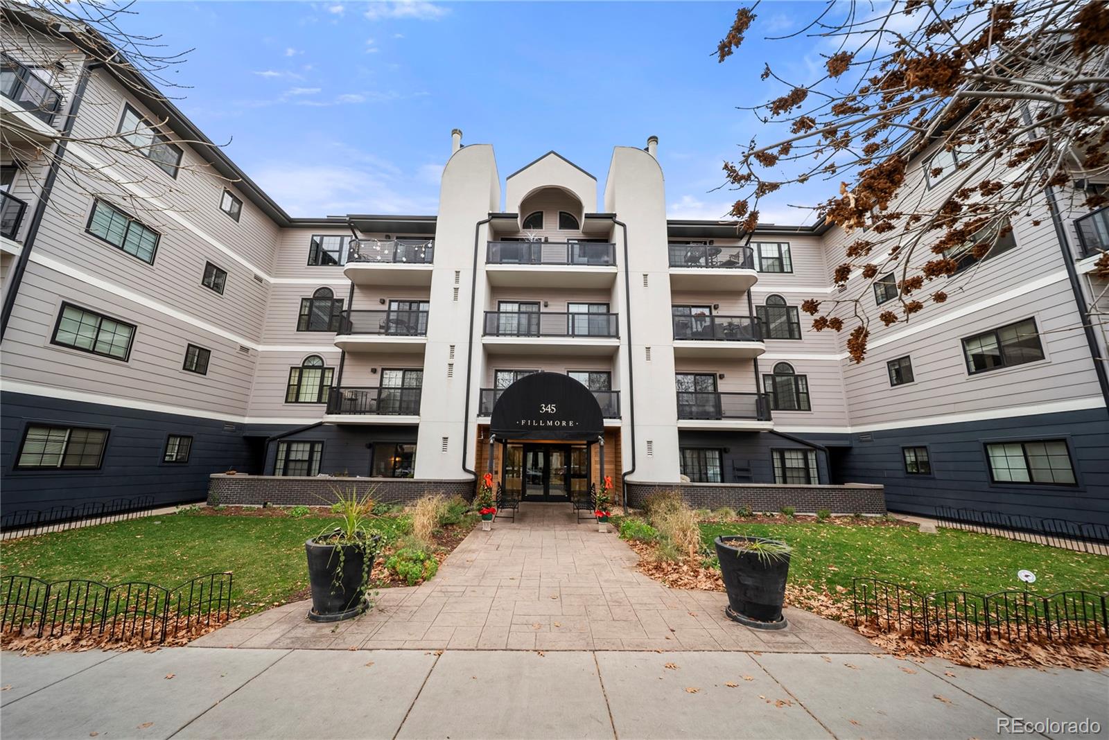 a view of a building with a outdoor space