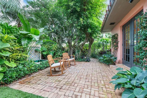 a backyard of a house with lots of green space