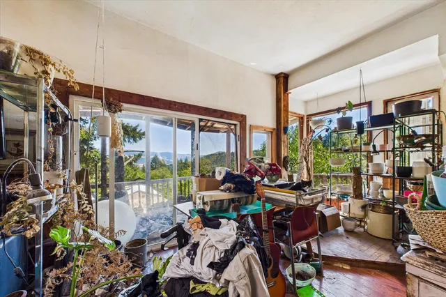 a room with lots of wooden furniture