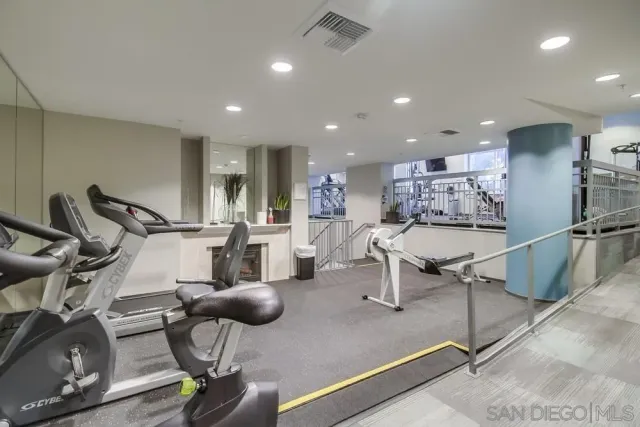 a view of a room with gym equipment