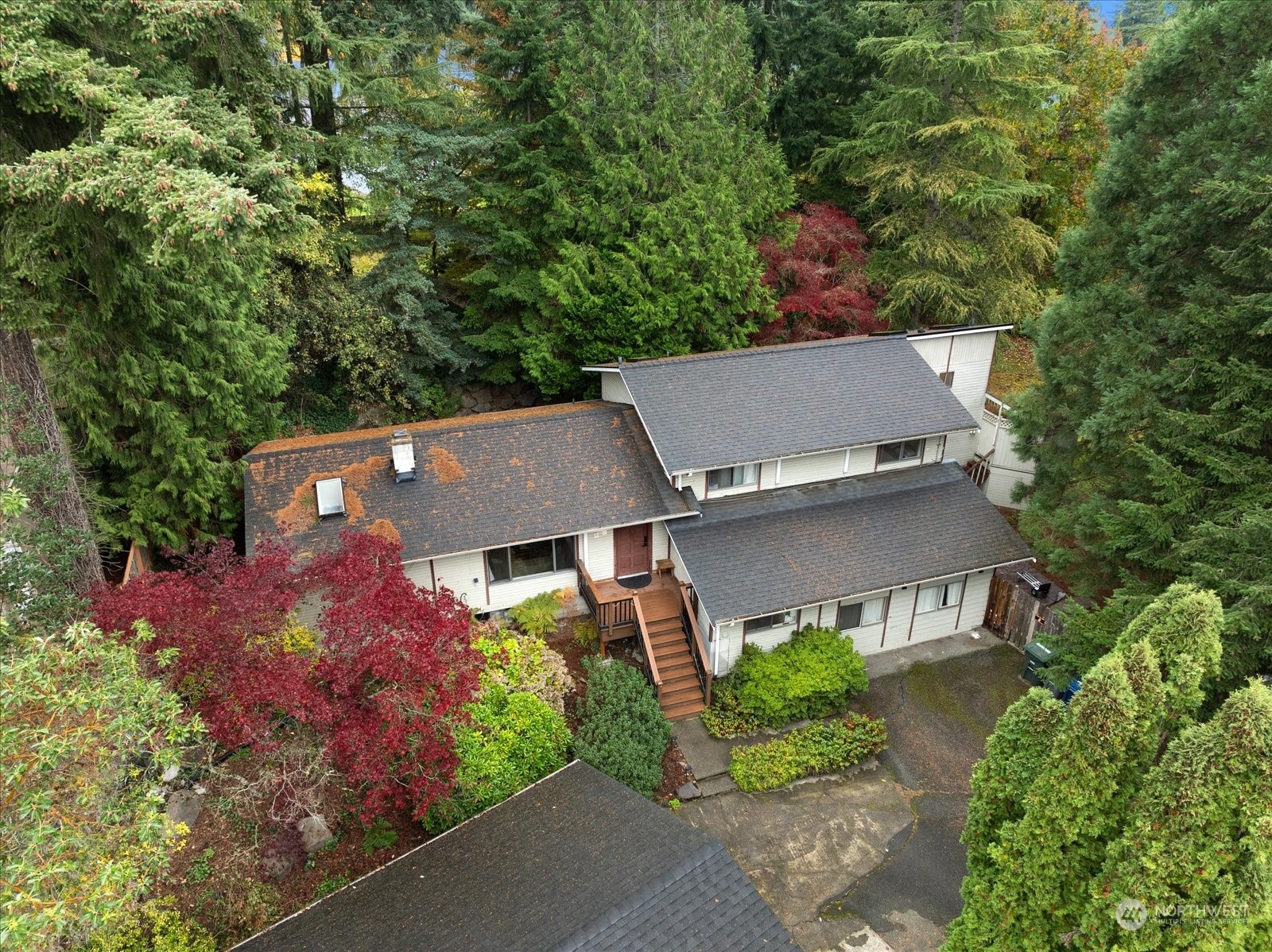 an aerial view of a house