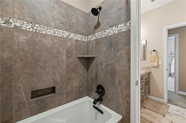 a outdoor living space with patio furniture and a garden