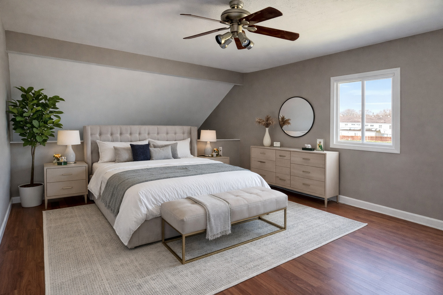 7594 Sarson Way Hanover Park, IL 60133 - Photo 11 of 26 a bedroom with a large bed and a chandelier