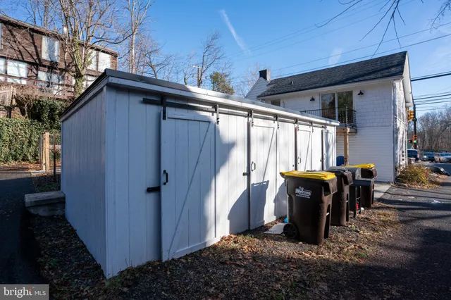 a view of a brick building with many windows