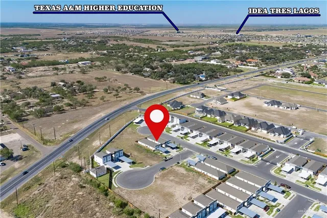 an aerial view of multiple house