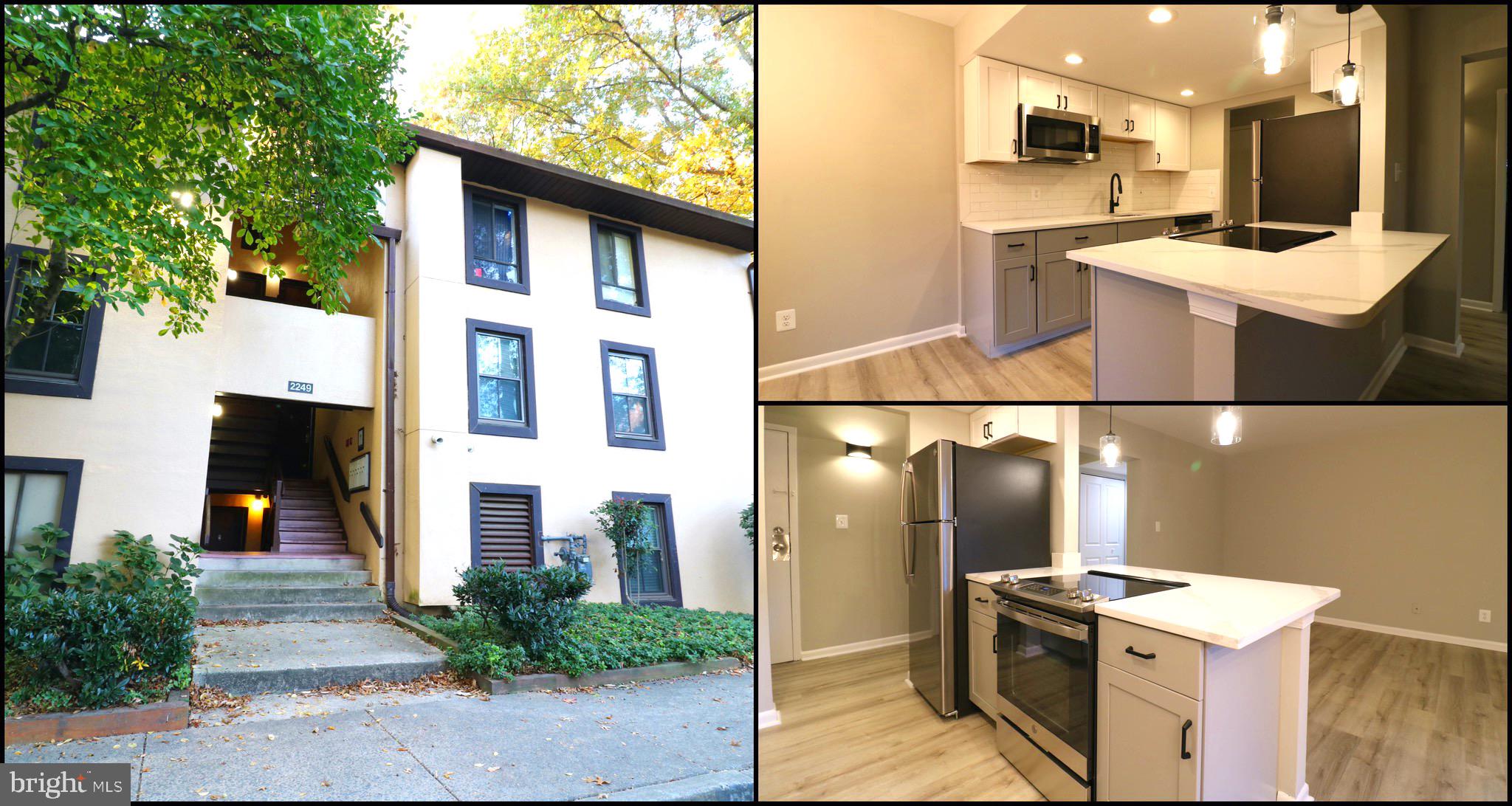 a view of kitchen with stainless steel appliances kitchen island granite countertop a table and chairs in it