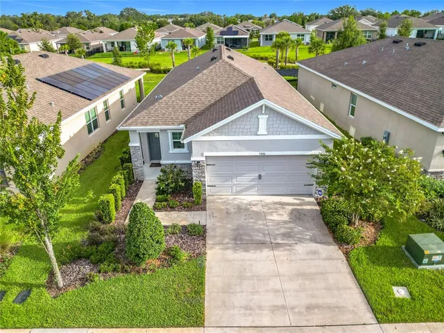 an aerial view of a house