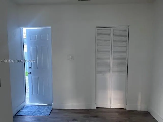 a view of wooden door