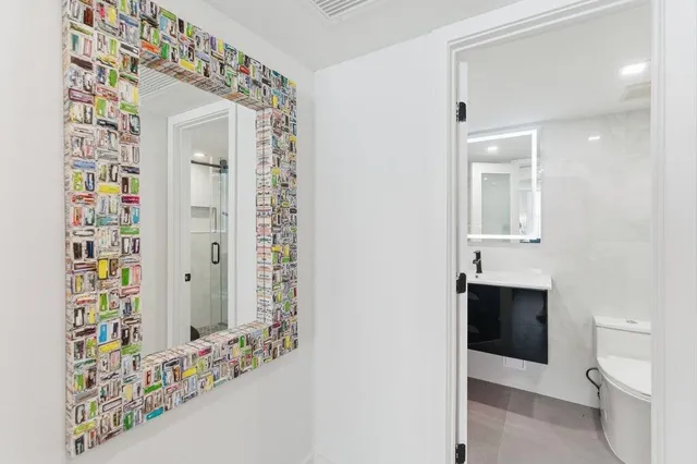 a bathroom with a bathtub and a sink