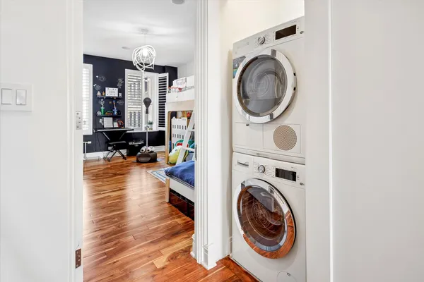 a view of living room washer and dryer