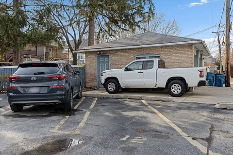 a view of a car in garage