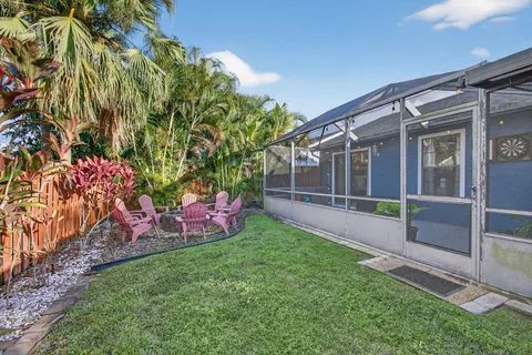 a view of a backyard with a garden