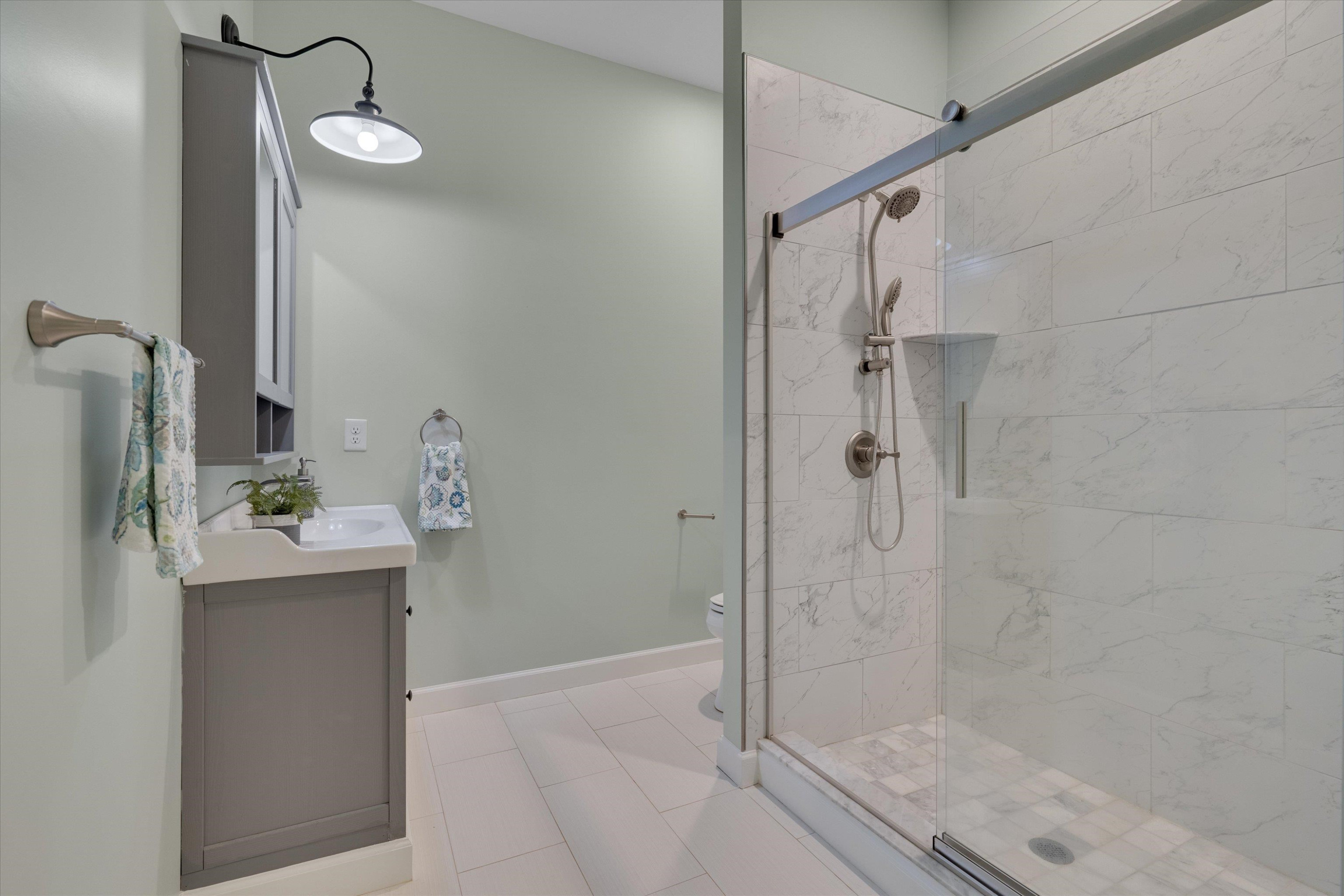 2617 Needle Pine Drive Apex, NC 27539 - Photo 29 of 42 a bathroom with a shower and a sink