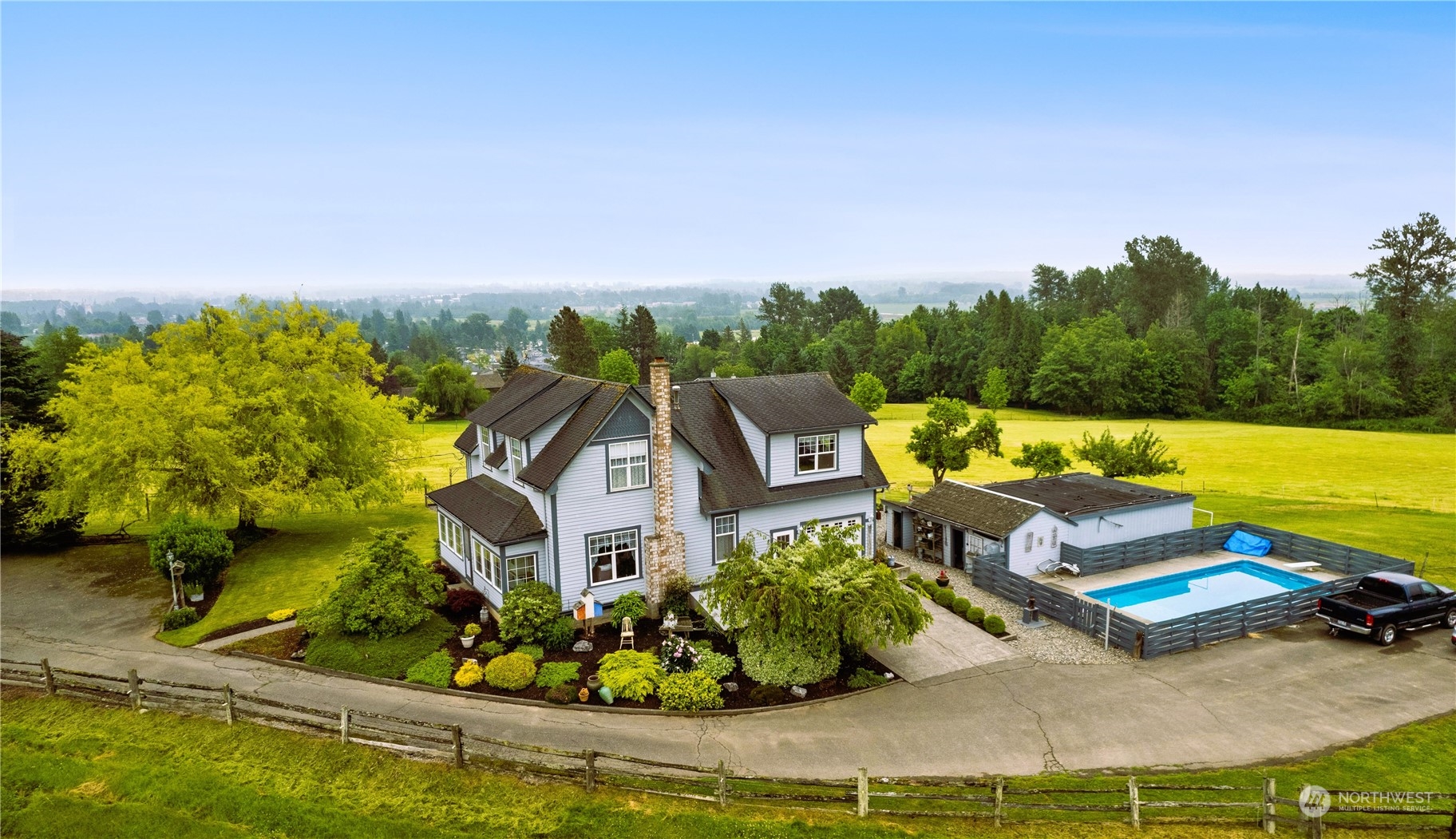 2625 Mountain View Road Ferndale, WA 98248 - Photo 40 of 40 an aerial view of a house with a garden and lake view