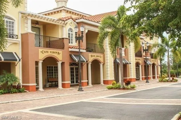 a view of a building with a street