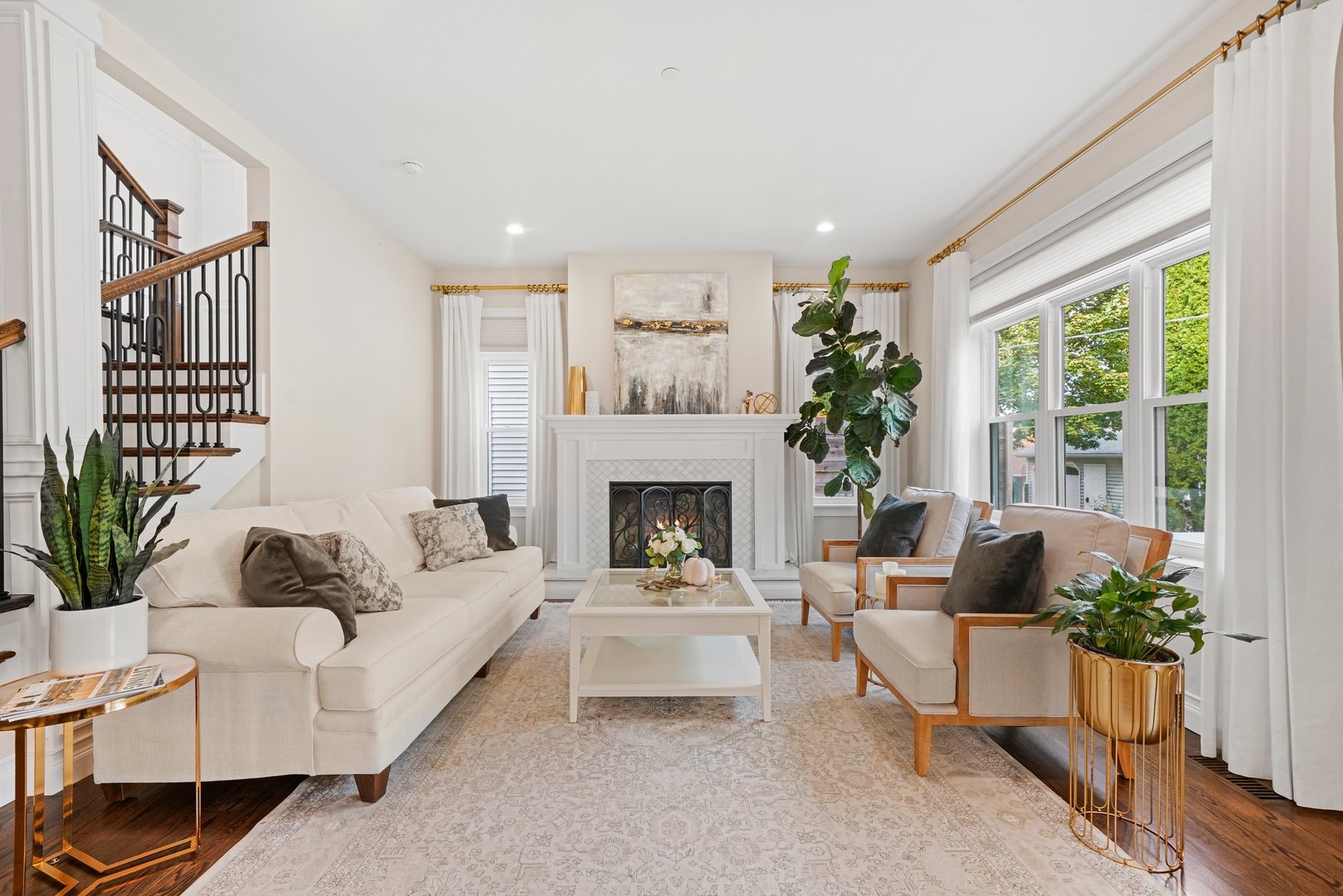 329 South Delphia Avenue Park Ridge, IL 60068 - Photo 4 of 25 a living room with furniture and a fireplace