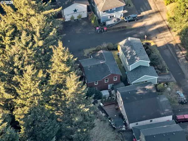 an aerial view of a house